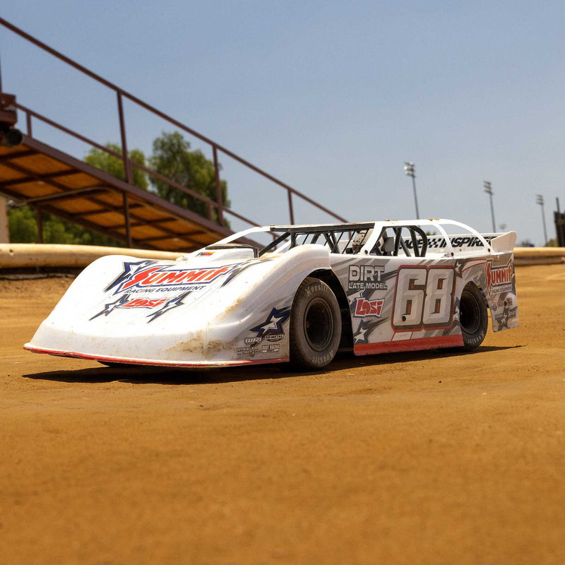 LOS-2168T1 PREORDER ONLY LOSI 22S Dirt Late Model, 1/10 2WD RTR Dirt Oval, w/ Batt & Charger, Summit Racing, White