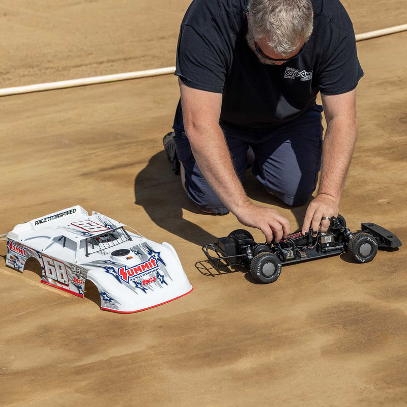 LOS-2168T1 PREORDER ONLY LOSI 22S Dirt Late Model, 1/10 2WD RTR Dirt Oval, w/ Batt & Charger, Summit Racing, White
