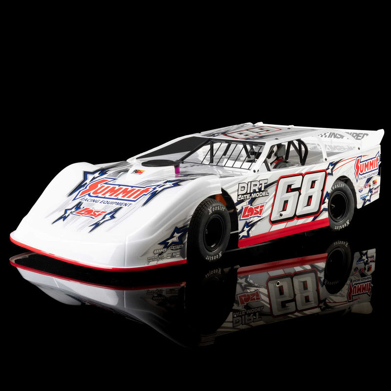 LOS-2168T1 PREORDER ONLY LOSI 22S Dirt Late Model, 1/10 2WD RTR Dirt Oval, w/ Batt & Charger, Summit Racing, White