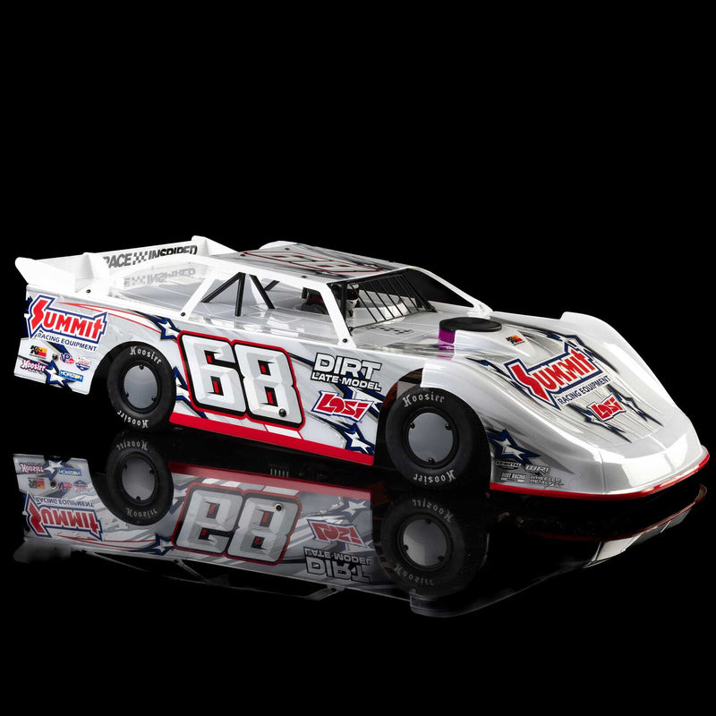 LOS-2168T1 PREORDER ONLY LOSI 22S Dirt Late Model, 1/10 2WD RTR Dirt Oval, w/ Batt & Charger, Summit Racing, White