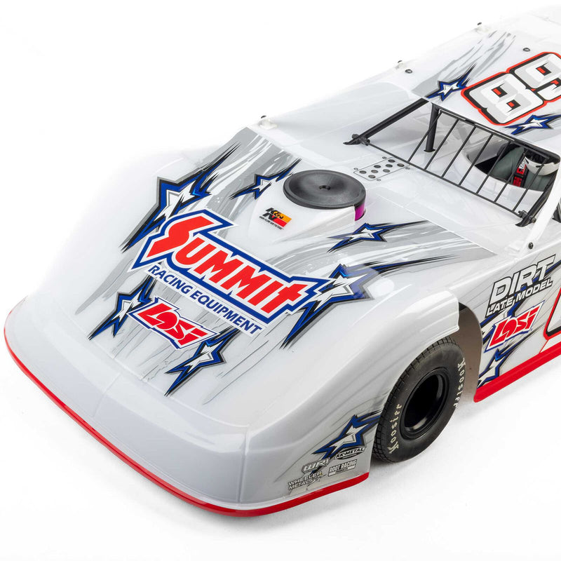 LOS-2168T1 PREORDER ONLY LOSI 22S Dirt Late Model, 1/10 2WD RTR Dirt Oval, w/ Batt & Charger, Summit Racing, White