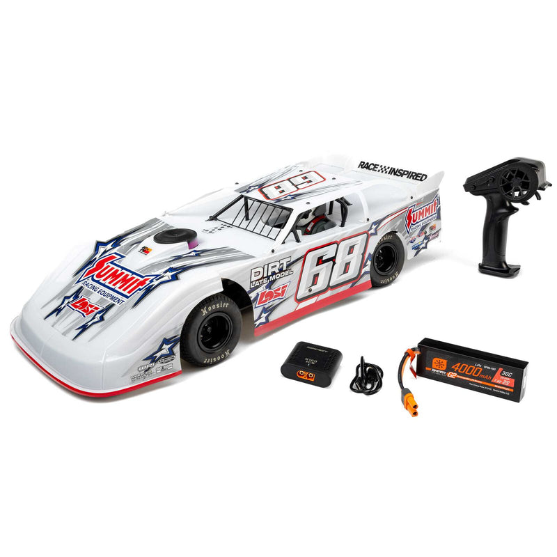 LOS-2168T1 PREORDER ONLY LOSI 22S Dirt Late Model, 1/10 2WD RTR Dirt Oval, w/ Batt & Charger, Summit Racing, White