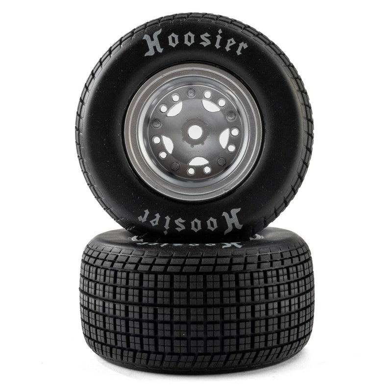LOS-4642 Losi Hoosier Tires, Medium, Mounted, Satin Aluminum, Left/Right (2): 22S DLM