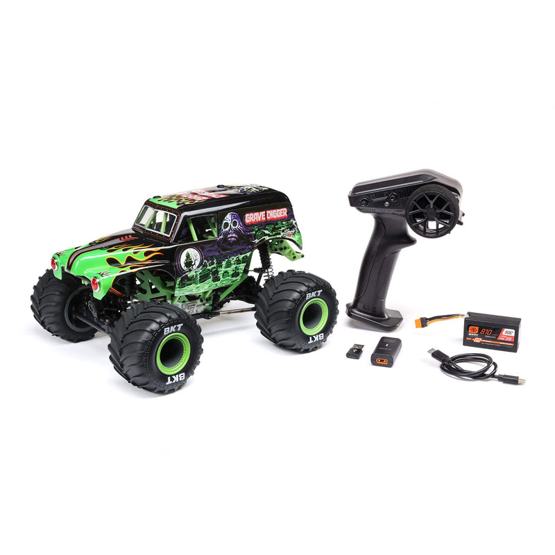 LOS01026T1 LOSI 1/18 Mini LMT Grave Digger 2S 4X4 RTR Brushed Monster Truck (Battery & Charger Included), Green