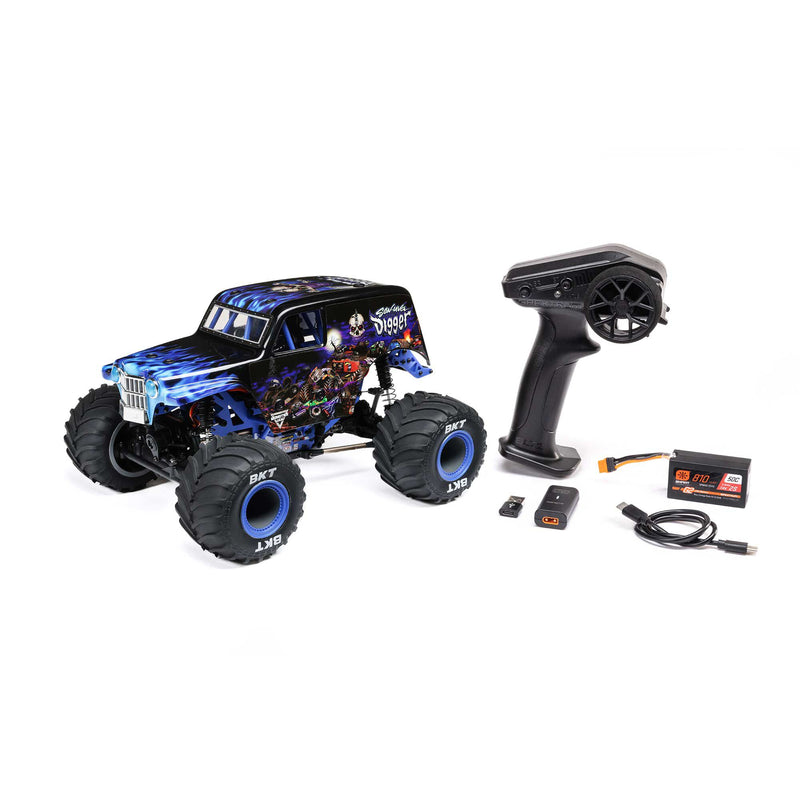LOS01026T2 LOSI 1/18 Mini LMT Son Uva Digger 2S 4X4 RTR Brushed Monster Truck (Battery & Charger Included), Blue