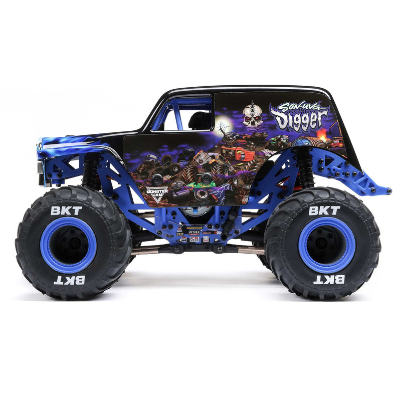 LOS01026T2 LOSI 1/18 Mini LMT Son Uva Digger 2S 4X4 RTR Brushed Monster Truck (Battery & Charger Included), Blue