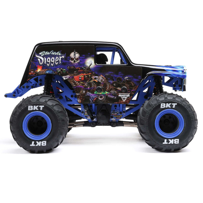 LOS01026T2 LOSI 1/18 Mini LMT Son Uva Digger 2S 4X4 RTR Brushed Monster Truck (Battery & Charger Included), Blue
