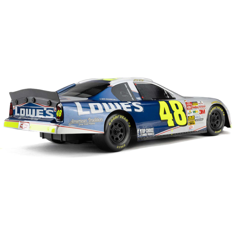 LOS1120248 Losi 1/12 NASCAR RC Race Car Jimmie Johnson No. 48 Lowes Chevrolet Monte Carlo 2S AWD RTR Brushed On-Road (Battery & Charger Included), Blue