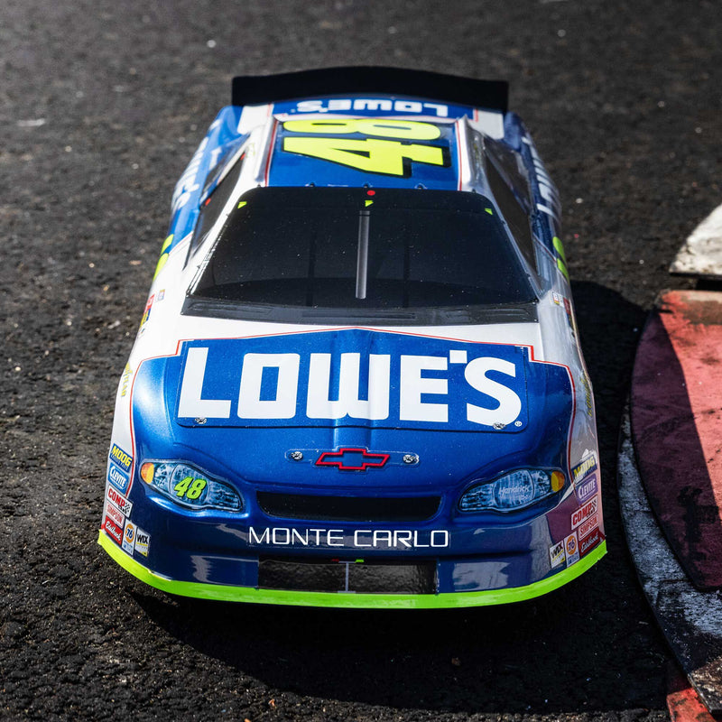 LOS1120248 Losi 1/12 NASCAR RC Race Car Jimmie Johnson No. 48 Lowes Chevrolet Monte Carlo 2S AWD RTR Brushed On-Road (Battery & Charger Included), Blue