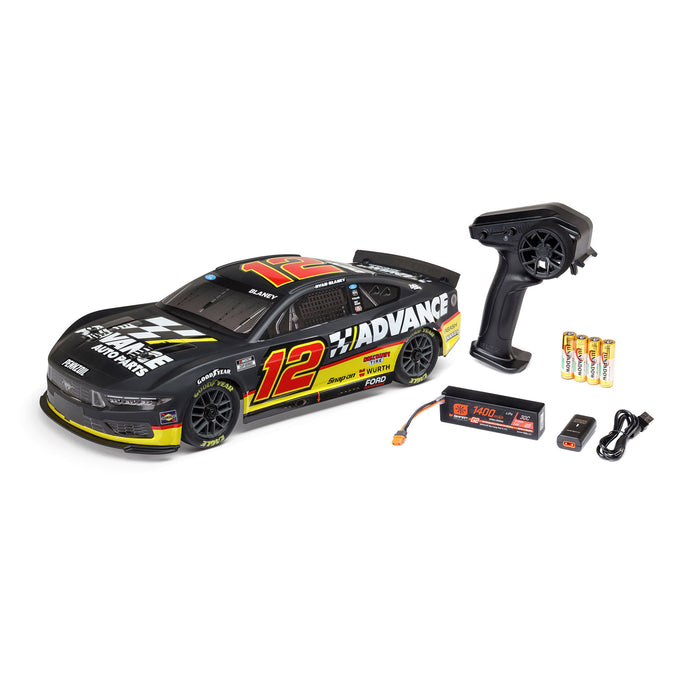 LOS1122512 Losi 1/12 NASCAR RC Racecar Ryan Blaney No. 12 Advance Auto 2025 Ford Mustang 2S AWD RTR Brushed On-Road (Battery & Charger Included)