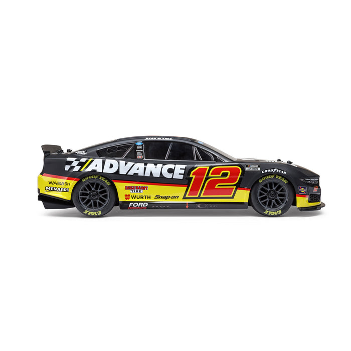 LOS1122512 Losi 1/12 NASCAR RC Racecar Ryan Blaney No. 12 Advance Auto 2025 Ford Mustang 2S AWD RTR Brushed On-Road (Battery & Charger Included)