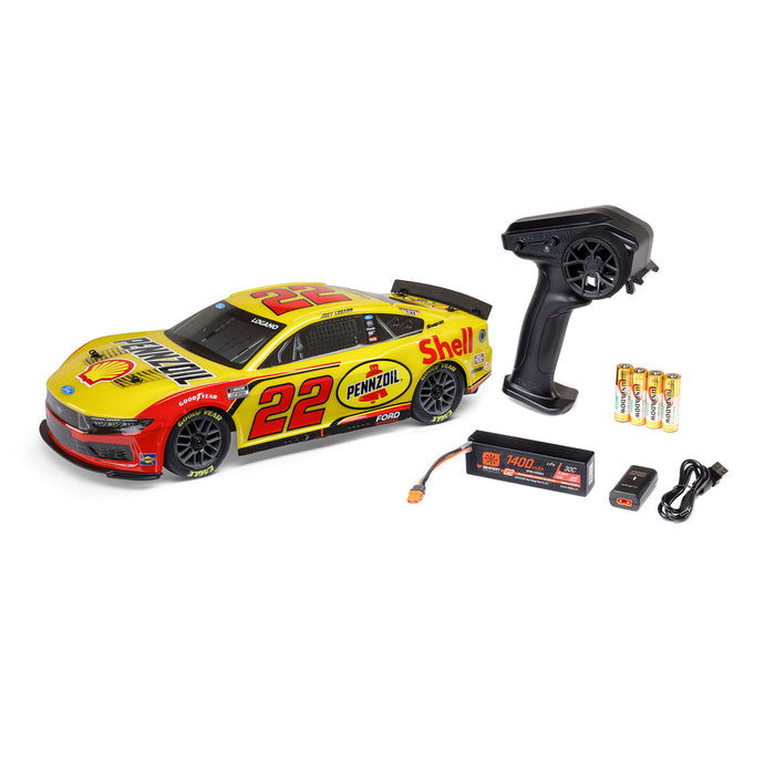 LOS1122522 Losi 1/12 NASCAR RC Racecar Joey Logano No. 22 Shell 2025 Ford Mustang 2S AWD RTR Brushed On-Road (Battery & Charger Included)