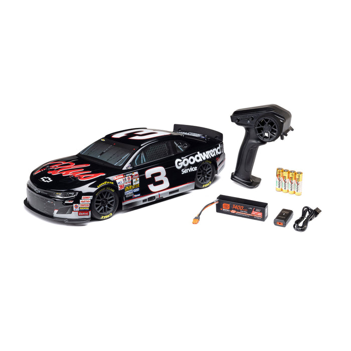 LOSF1122503 1/12 NASCAR RC Racecar RCR No. 3 GM Goodwrench Chevrolet ZL1 2S AWD RTR Brushed On-Road (Battery & Charger Included), Black