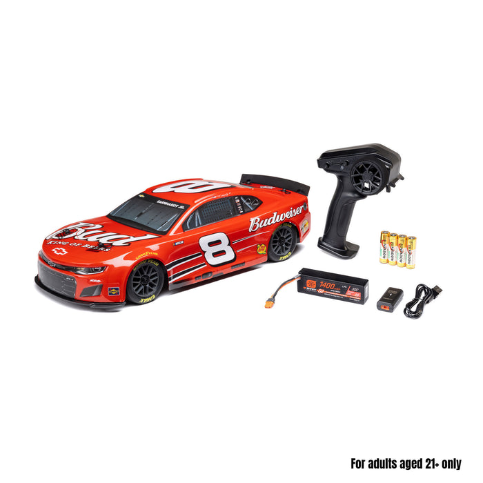 LOSF1122508 1/12 NASCAR RC Racecar Dale Earnhardt Jr. No. 8 Budweiser Chevrolet ZL1 2S AWD RTR Brushed On-Road (Battery & Charger Included), Red
