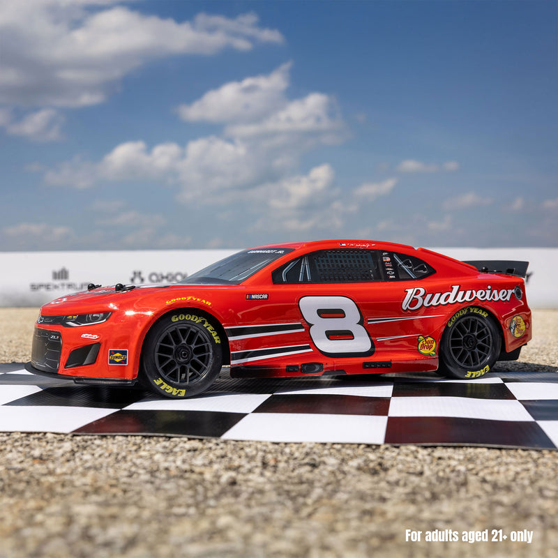 LOSF1122508 1/12 NASCAR RC Racecar Dale Earnhardt Jr. No. 8 Budweiser Chevrolet ZL1 2S AWD RTR Brushed On-Road (Battery & Charger Included), Red
