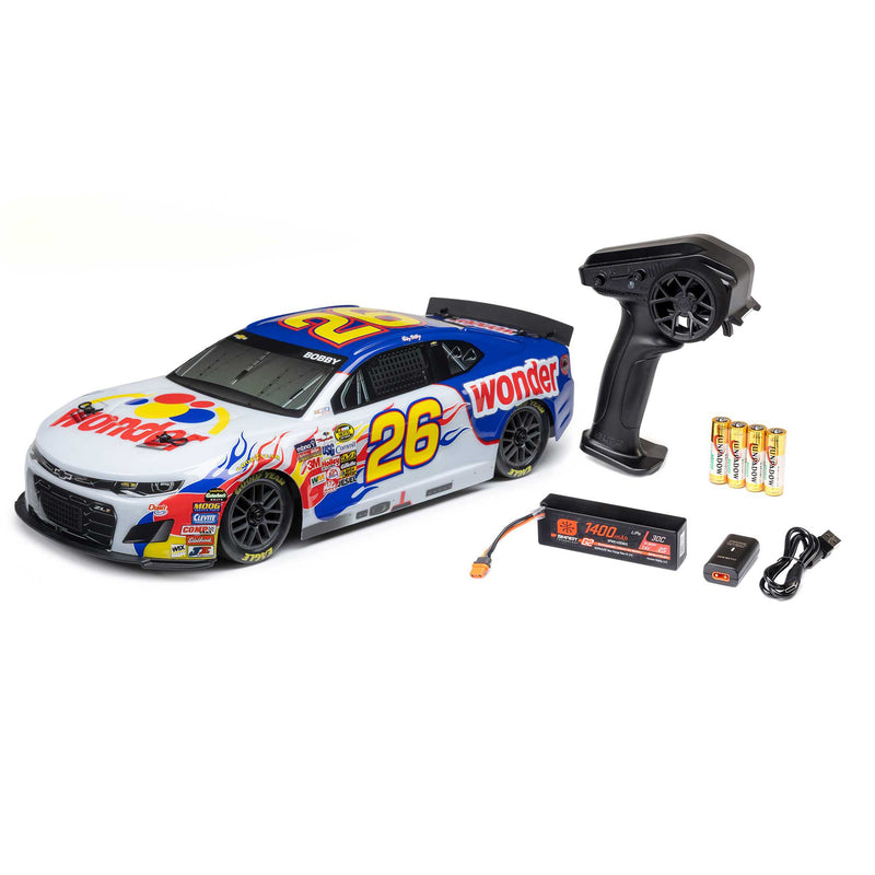 LOSF1122626 Losi 1/12 NASCAR RC Race Car Ricky Bobby No. 26 2026 Wonder Bread Chevrolet ZL1 2S AWD RTR Brushed On-Road (Battery & Charger Included)
