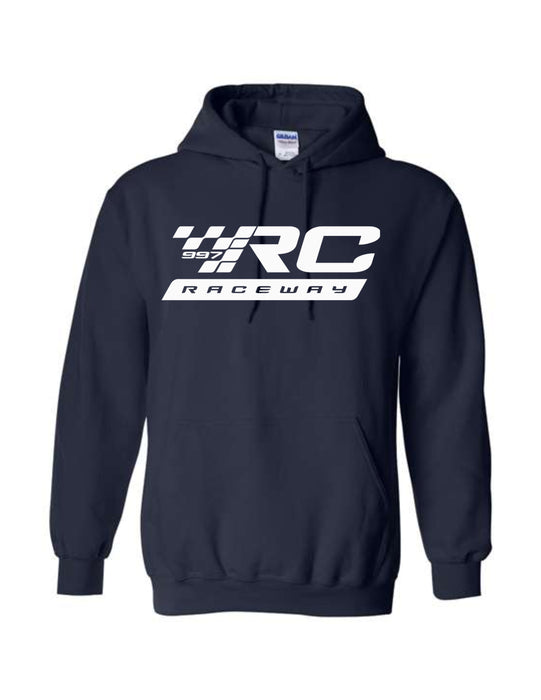 997 RC Raceway Hooded Sweatshirt, Charcoal (Navy Logo )