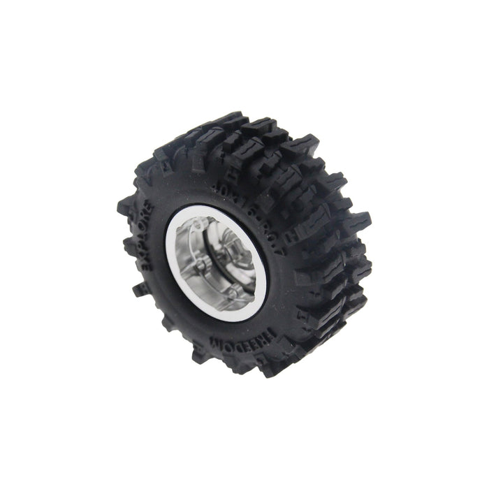 PHB7603 Powerhobby Axial SCX30 0.7" Brass Wheels / Tires (4) Silver Type B