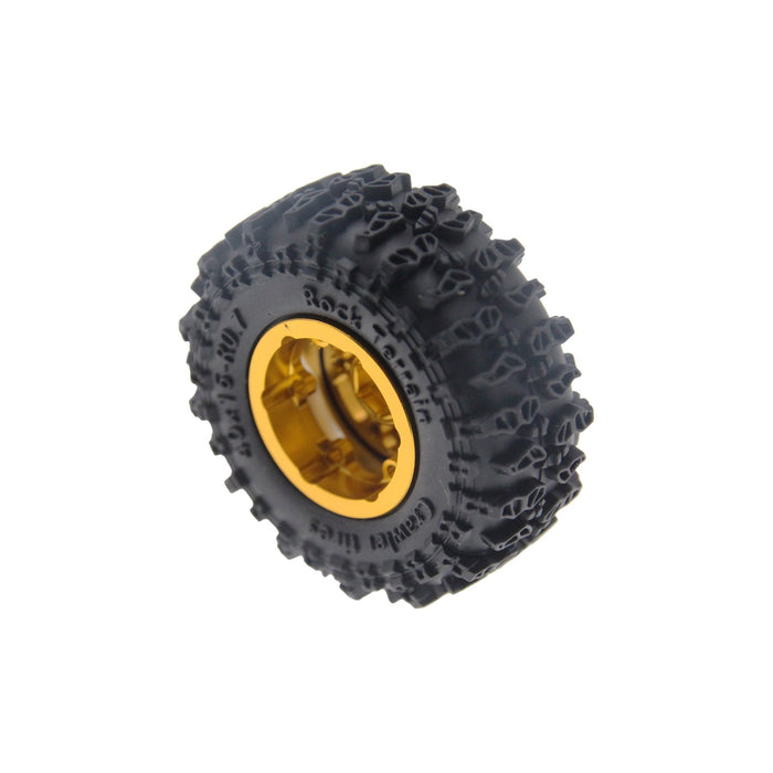 PHB7604 Powerhobby Axial SCX30 0.7" Brass Wheels / Tires (4) Gold Type A