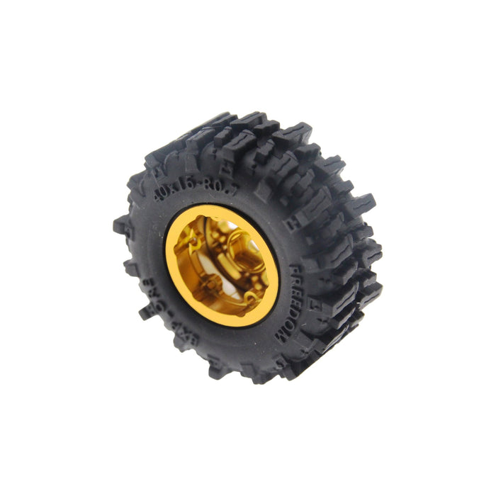 PHB7605 Powerhobby Axial SCX30 0.7" Brass Wheels / Tires (4) Gold Type B