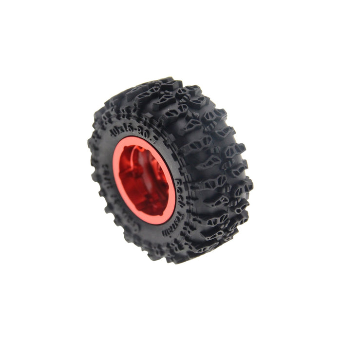 PHB7607 Powerhobby Axial SCX30 0.7" Brass Wheels / Tires (4) Red Type B