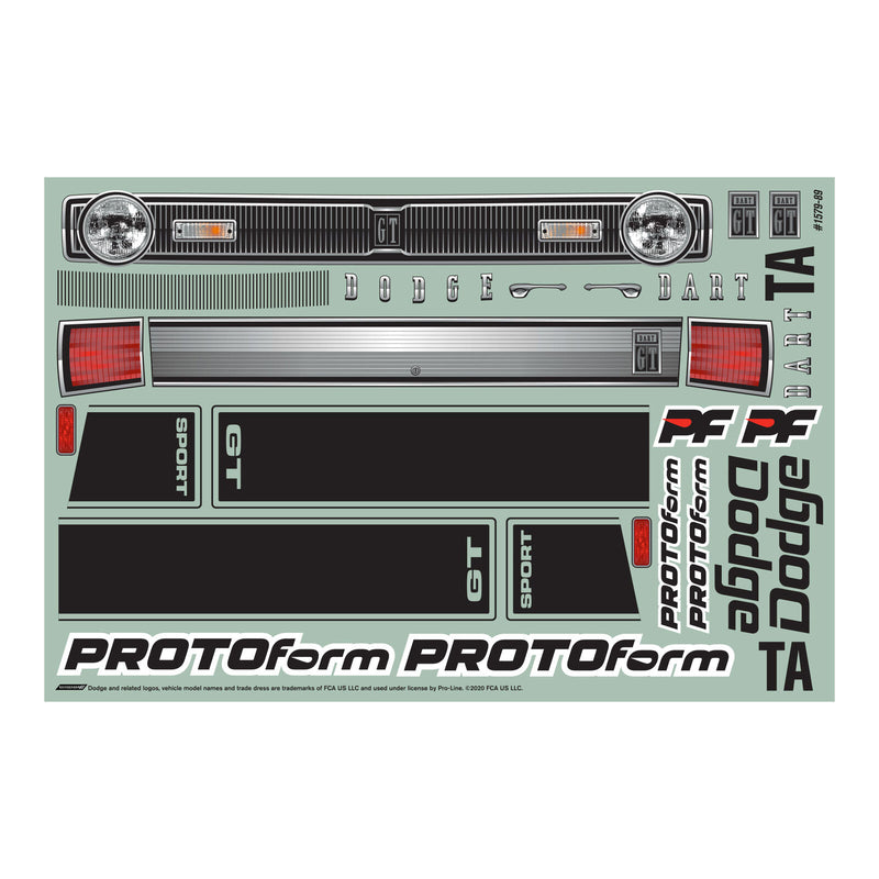 1579-30 Protoform 1/10 1967 Dodge Dart Clear Body: Vintage Trans-Am