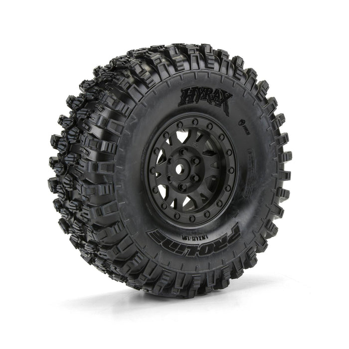 1012810 Pro-Line 1/10th Hyrax G8 F/R 1.9" Crawler Tires Mounted 12mm Black Impulse (2)