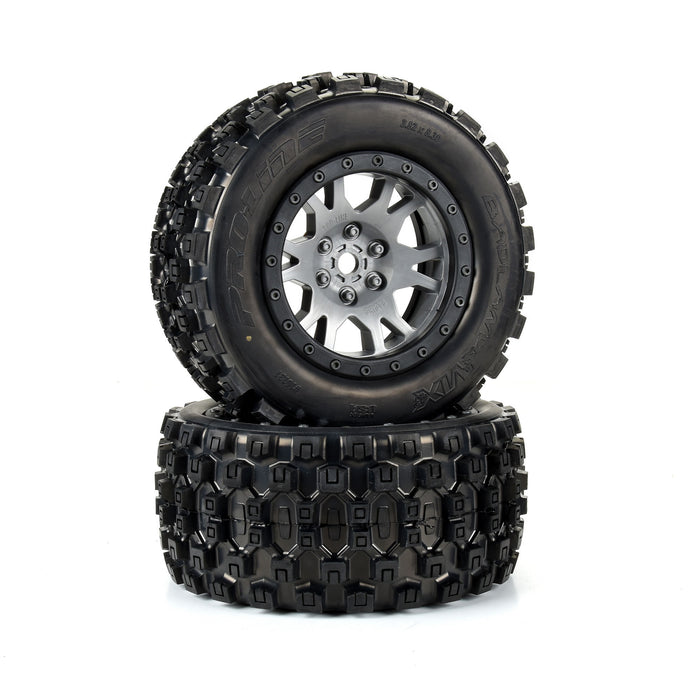 PRO1013114 PROLINE Limited Edition Badlands MX43 Pro-Loc F/R Mounted 24mm Gray/Black Impulse (2): X-MAXX