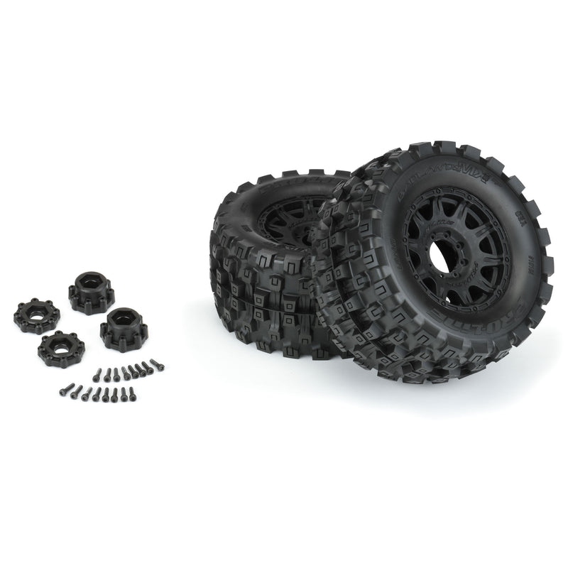PRO1016610 PROLINE 1/8 Badlands MX38 HP BELTED F/R 3.8" MT Mounted 17mm Black Raid (2)