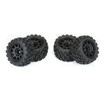 PRO1024110 PROLINE Badlands MX 1.85" All-Terrain Truck Tires (4) Mounted on Raid Black 12mm Hex Wheels for Granite GROM 4x4 Front or Rear