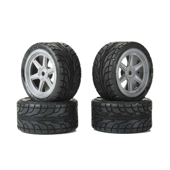PRO1030810 Proline 1/12 Avenger Tire Mounted on Overdrive Gray Wheel 8mm Hex (4): Losi Race Car