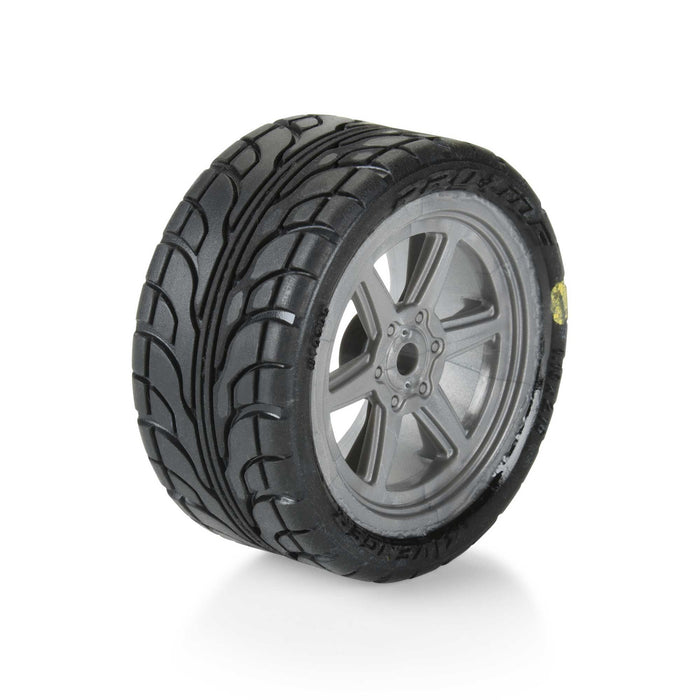 PRO1030810 Proline 1/12 Avenger Tire Mounted on Overdrive Gray Wheel 8mm Hex (4): Losi Race Car