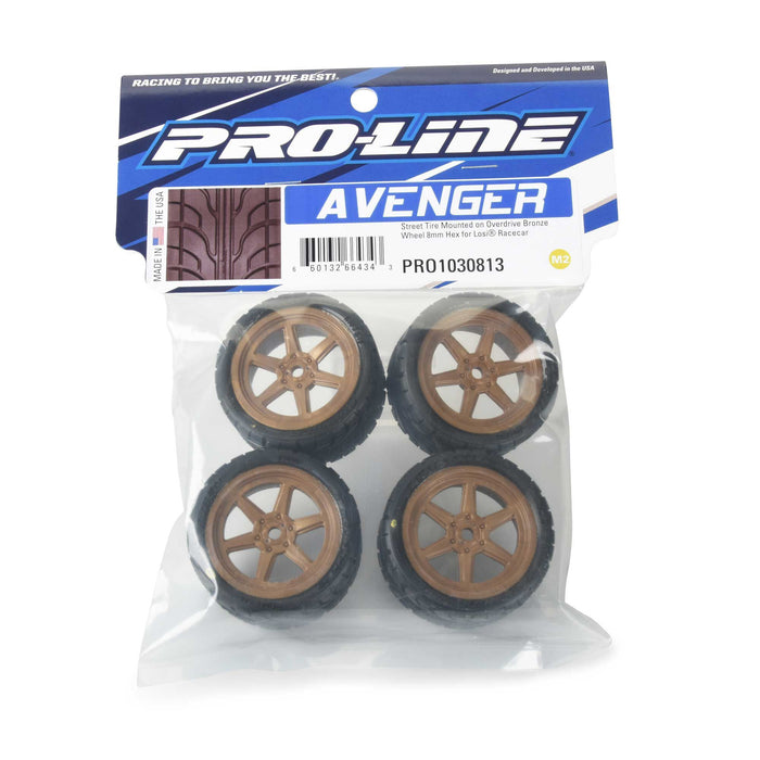 PRO1030813 1/12 Avenger Tire Mounted on Overdrive Bronze Wheel 8mm Hex (4): Losi Race Car