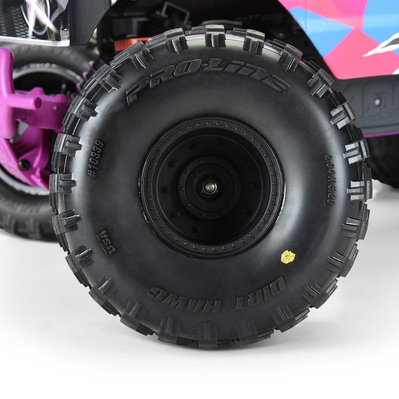 PRO1033910 Proline 1/10 Dirt Hawg 2.0 F/R 2.6" MT Tires Mounted ARRMA Stock Wheel Black (2): ARRMA QUAKE & GORGON