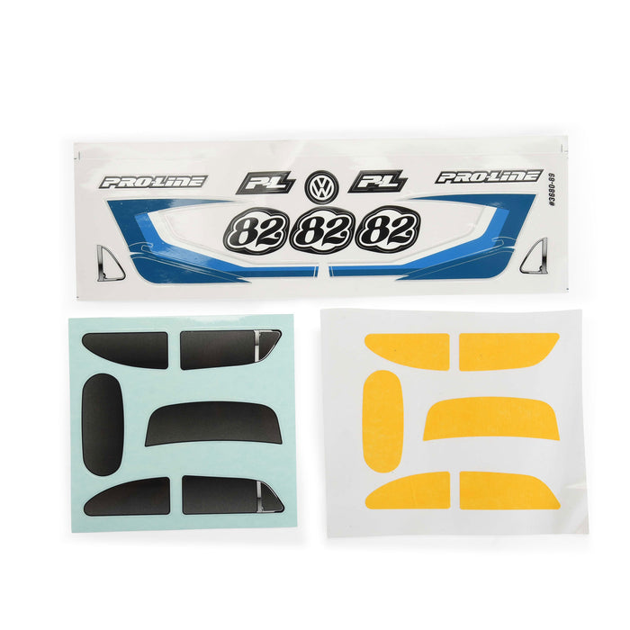 PRO368000T1 Proline Class 1 VW Bug Blue Race Body Conversion Kit and Flat Iron M/T Tires Mounted 7mm Black Diablo (4) for ARRMA TYPHON GROM