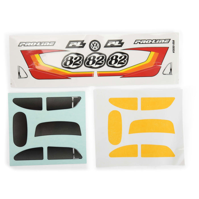 PRO368000T2 Proline Class 1 VW Bug Red Race Body Conversion Kit and Flat Iron M/T Tires Mounted 7mm Black Diablo (4) for ARRMA TYPHON GROM