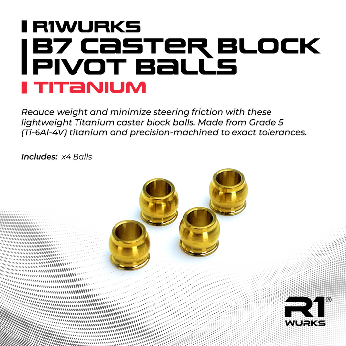 900039 R1WURKS (B7 Series) Caster Block Pivot Balls, Titanium