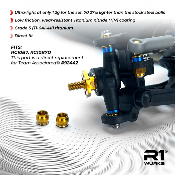 900039 R1WURKS (B7 Series) Caster Block Pivot Balls, Titanium