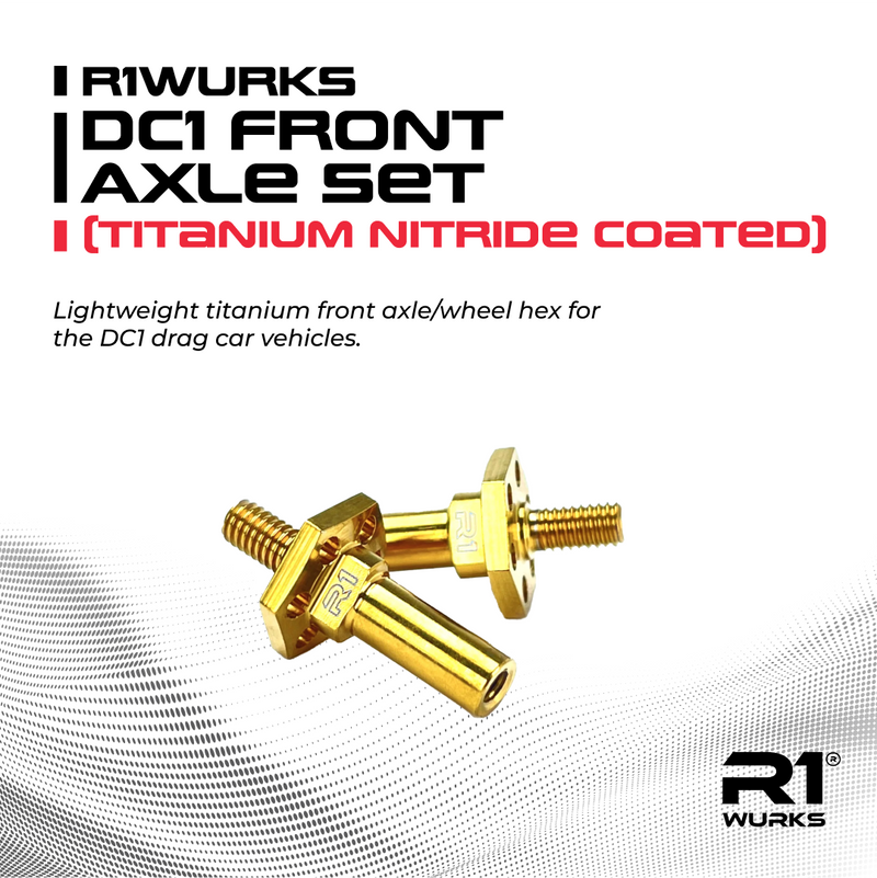 990908 R1WURKS DC1 Front Axle Set, Titanium (Titanium Nitride Coated)