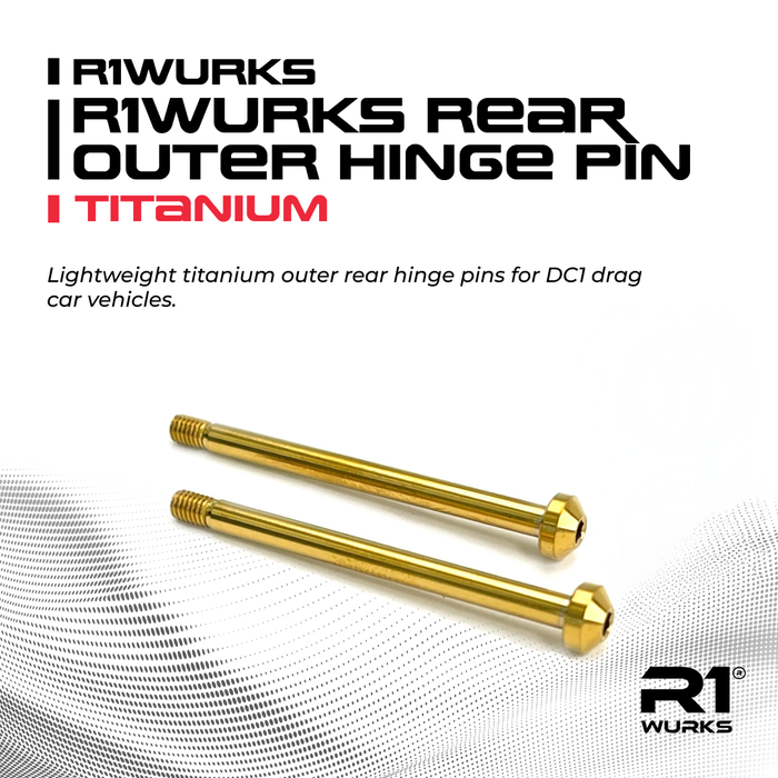 990058 R1WURKS Rear Outer Hinge Pin, Titanium (Titanium Nitride Coated)
