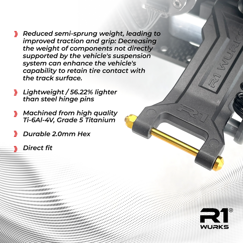 990058 R1WURKS Rear Outer Hinge Pin, Titanium (Titanium Nitride Coated)