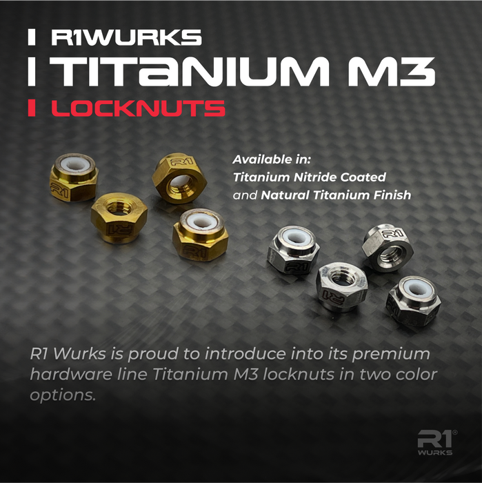 900016 R1WURKS Titanium M3 Locknuts Natural finish