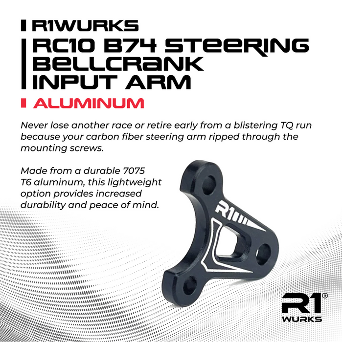 900002 R1WURKS Wurks RC10 B74 Steering Bellcrank Input Arm, Aluminum