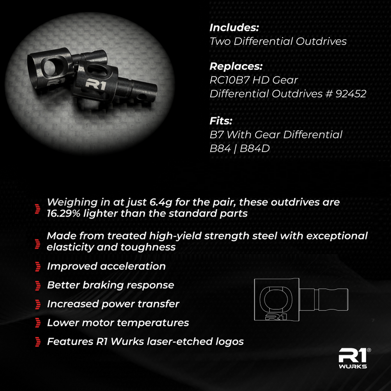 900068 R1 WURKS Team Associated B7 Series Lightweight Differential Outdrives