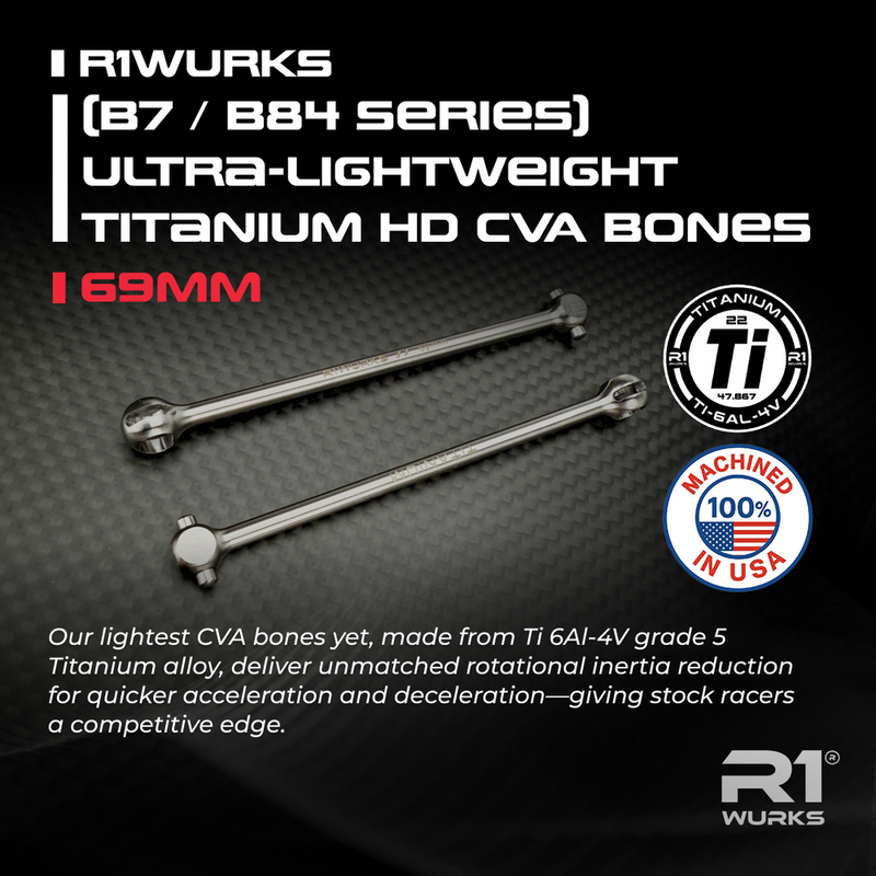 900118 R1WURKS (B7 / B84 Series) Ultra-lightweight Titanium HD CVA Bones, 69mm