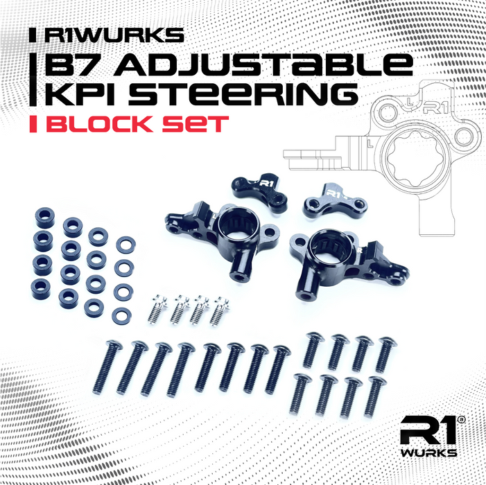 900089 R1 WURKS Team Associated B7 Series Adjustable KPI Steering Block Set