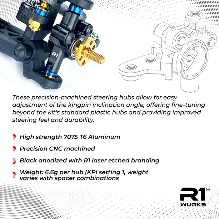900089 R1 WURKS Team Associated B7 Series Adjustable KPI Steering Block Set