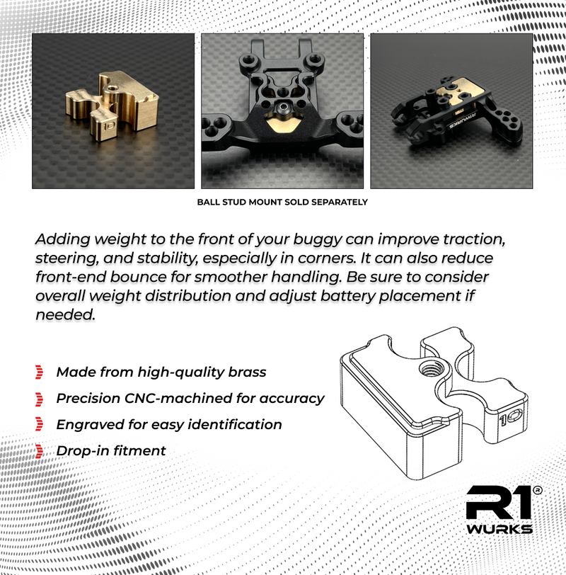 900097-2 R1WURKS (B7 Series) Front Ball Stud Mount Weight (10g)