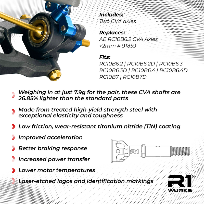 900071 R1 WURKS Team Associated B7 Series Lightweight Rear CVA Axle