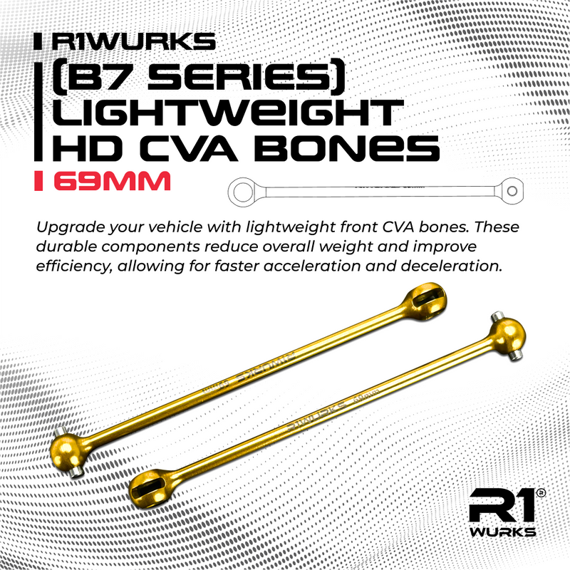900067 R1 WURKS Team Associated B7 Series Lightweight HD CVA Bones, 69mm